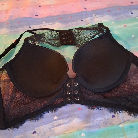 Victoria’s Secret Very Sexy High Neck Lace Up Push Up Bra 32C sheer - Picture 3 of 5